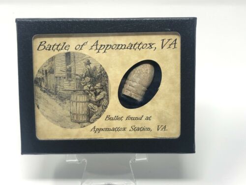 Civil War Bullet From The Battle Of Appomattox, Virginia With Display Case & Coa