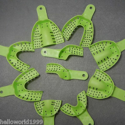 10 Dental Plastic Disposable Impression Trays Set Perforated Autoclavable Holder