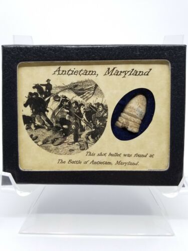 Civil War Bullet Relic From The Battle Of Antietam, Md With Display Case And Coa