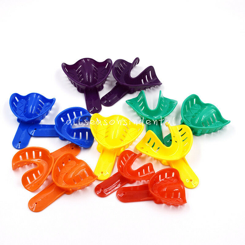 12 Pcs/set Dental Impression Tray Plastic Autoclavable L/m/s Adult/child 6 Sizes